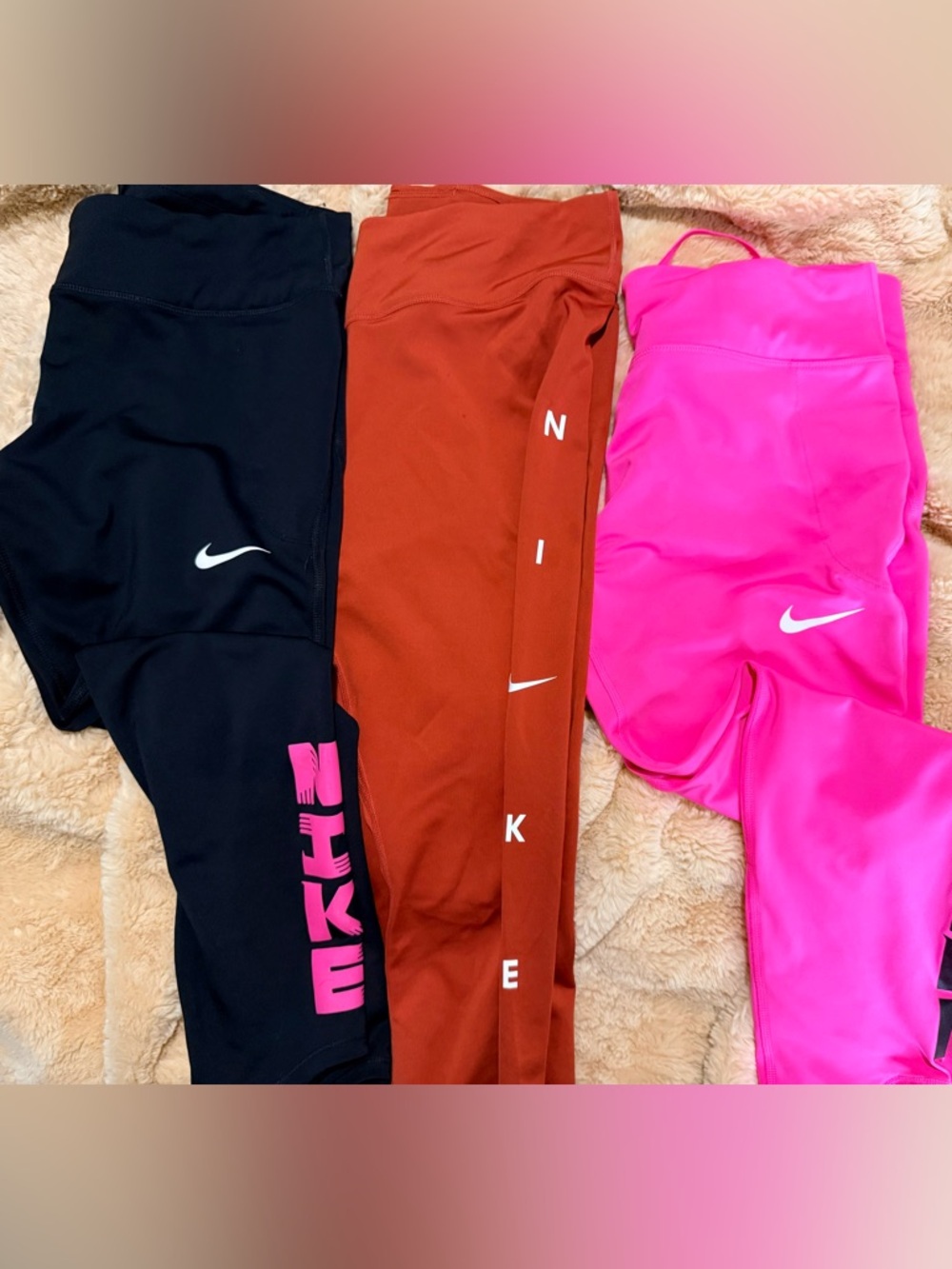 Women’s Nike Leggings Trio Large - Black, Rust, Hot Pink